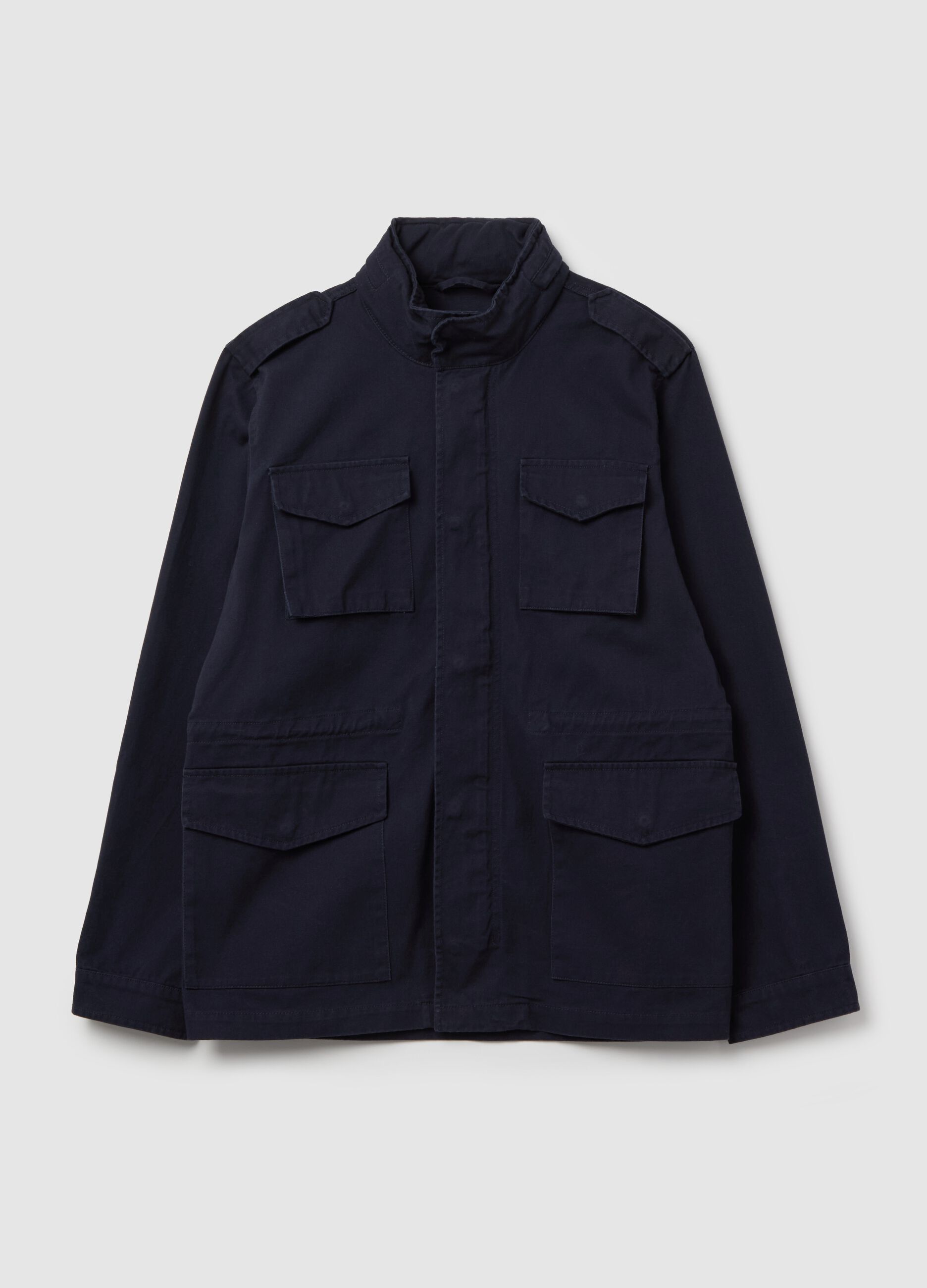 Short safari jacket with internal hood