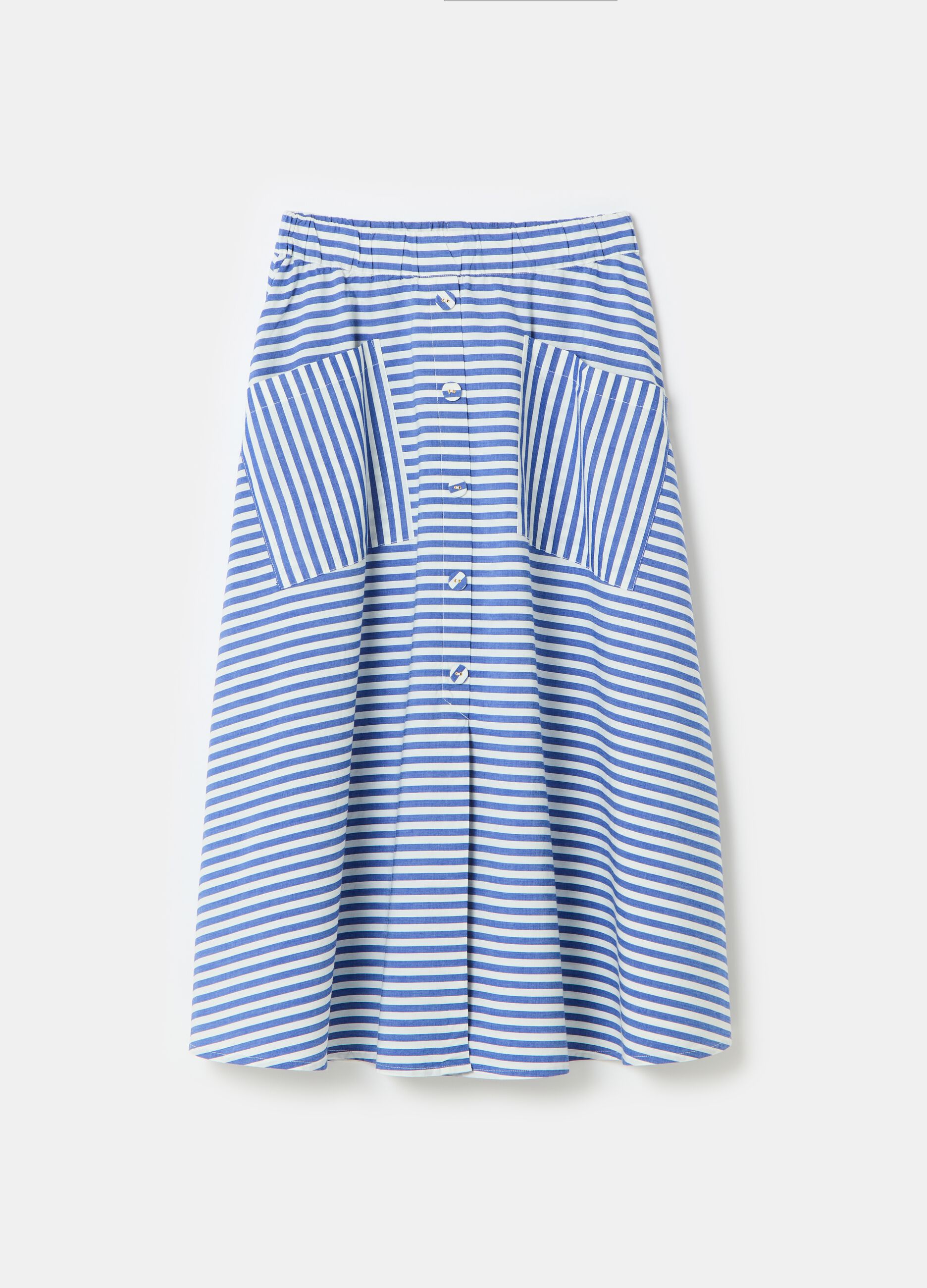 Midi full skirt with striped print_4