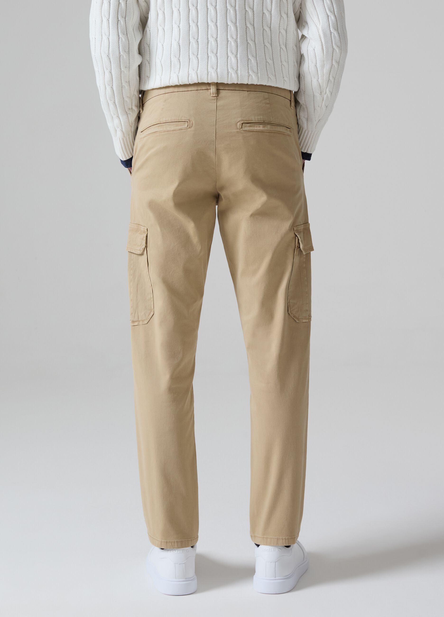 Stretch cotton cargo-cut chino trousers