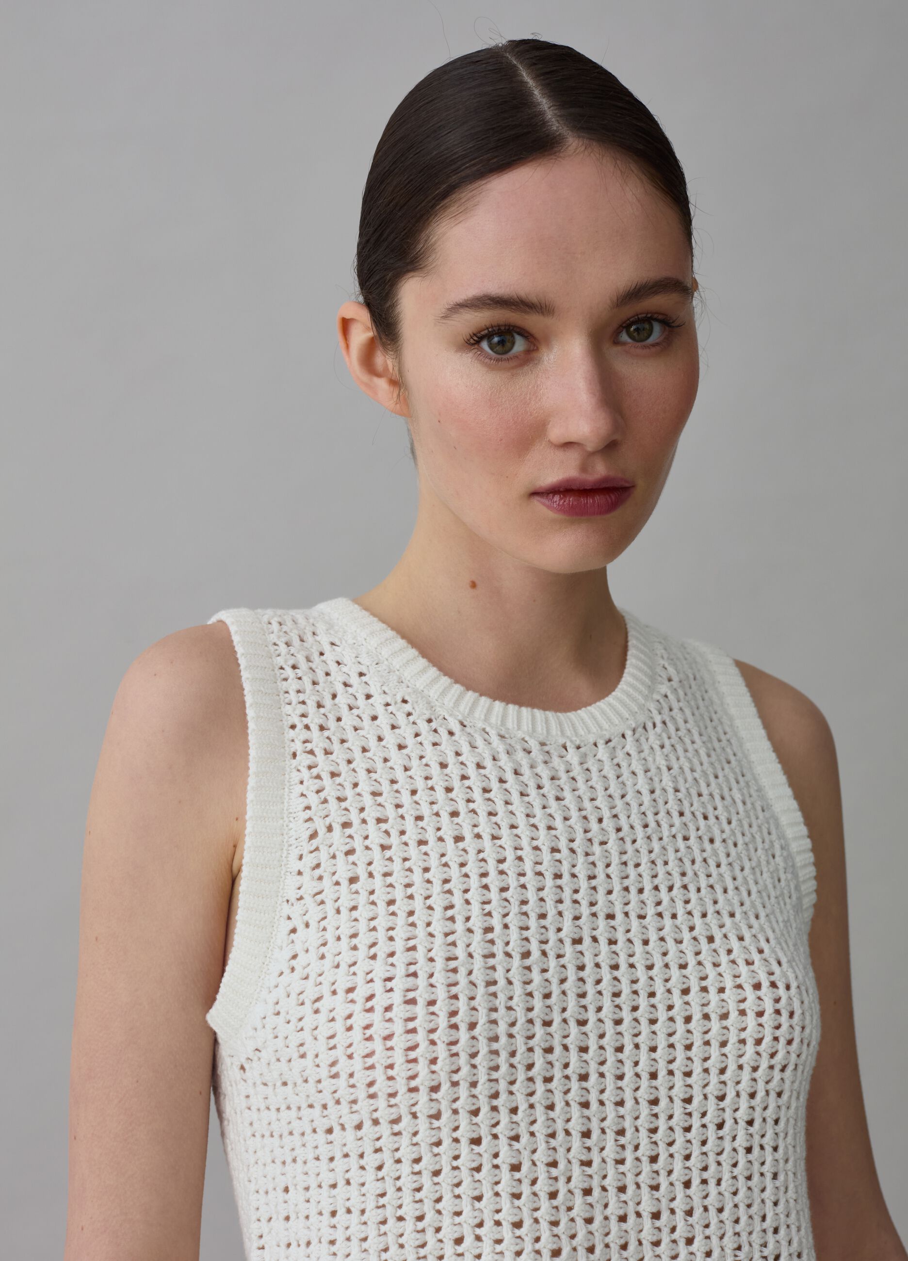 Openwork tank top with fringing