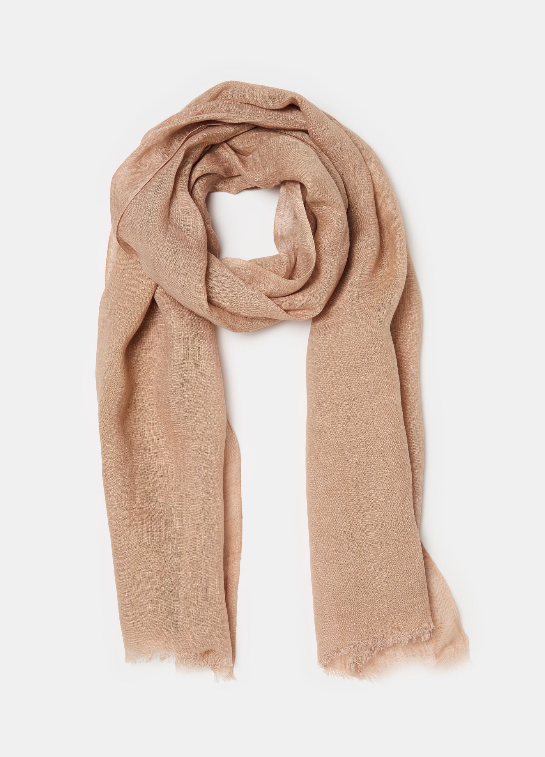 Fringed scarf in linen