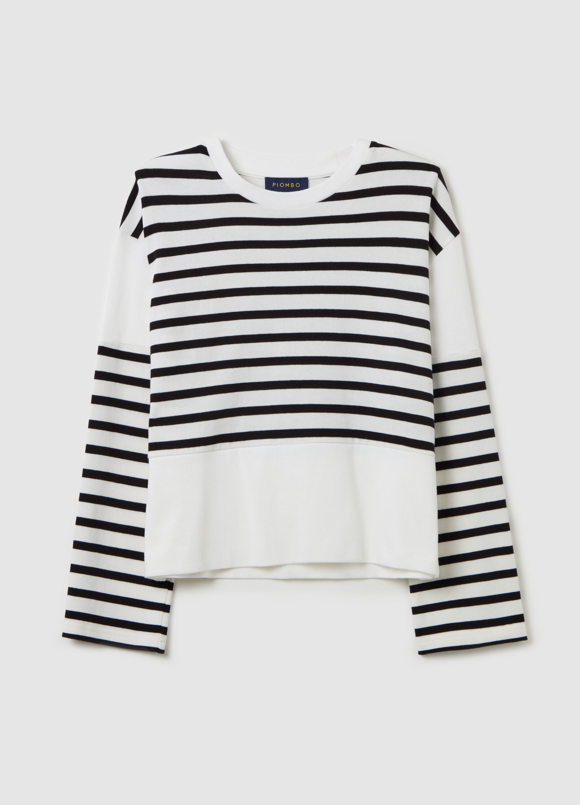Long-sleeved T-shirt in striped cotton