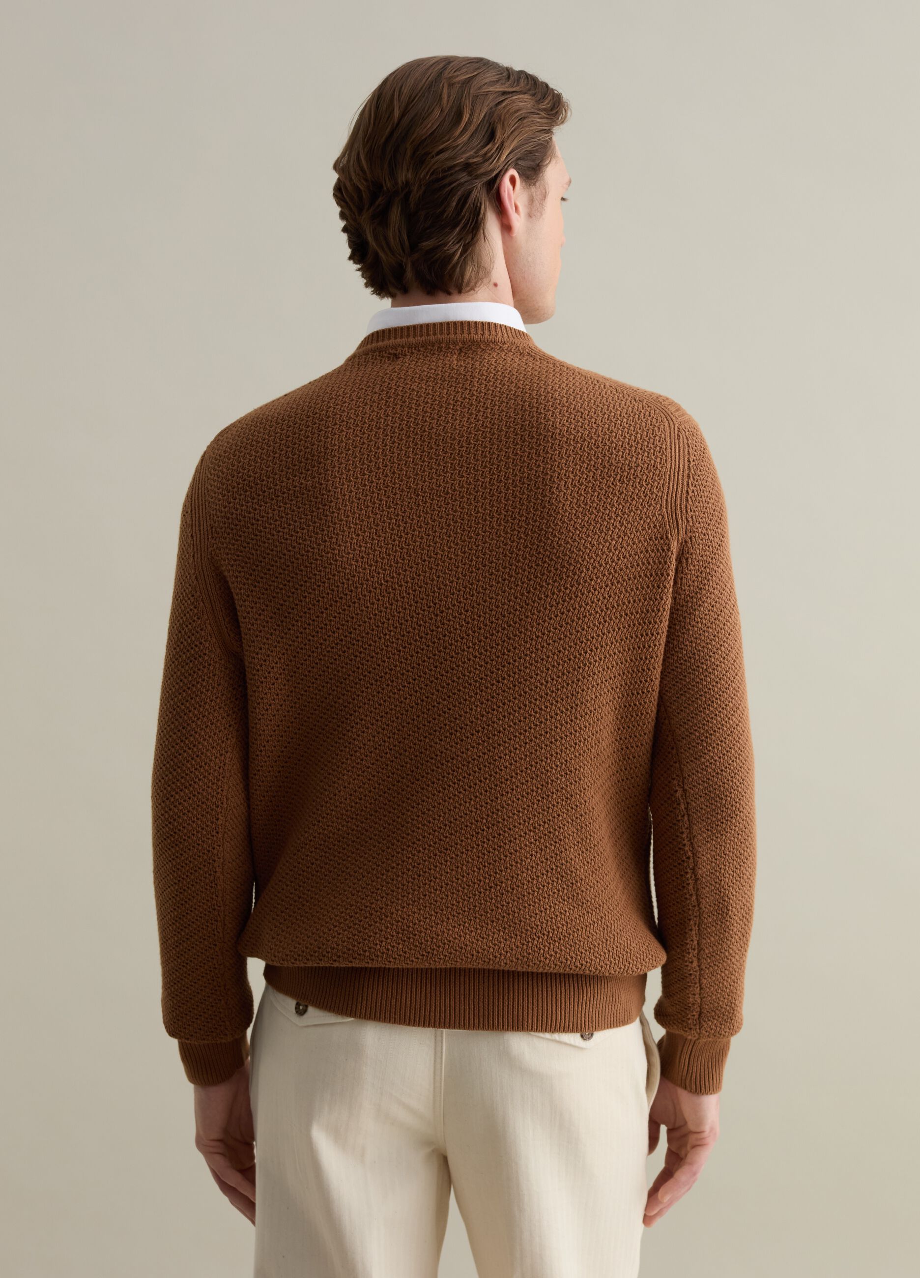 Cotton pullover with weave