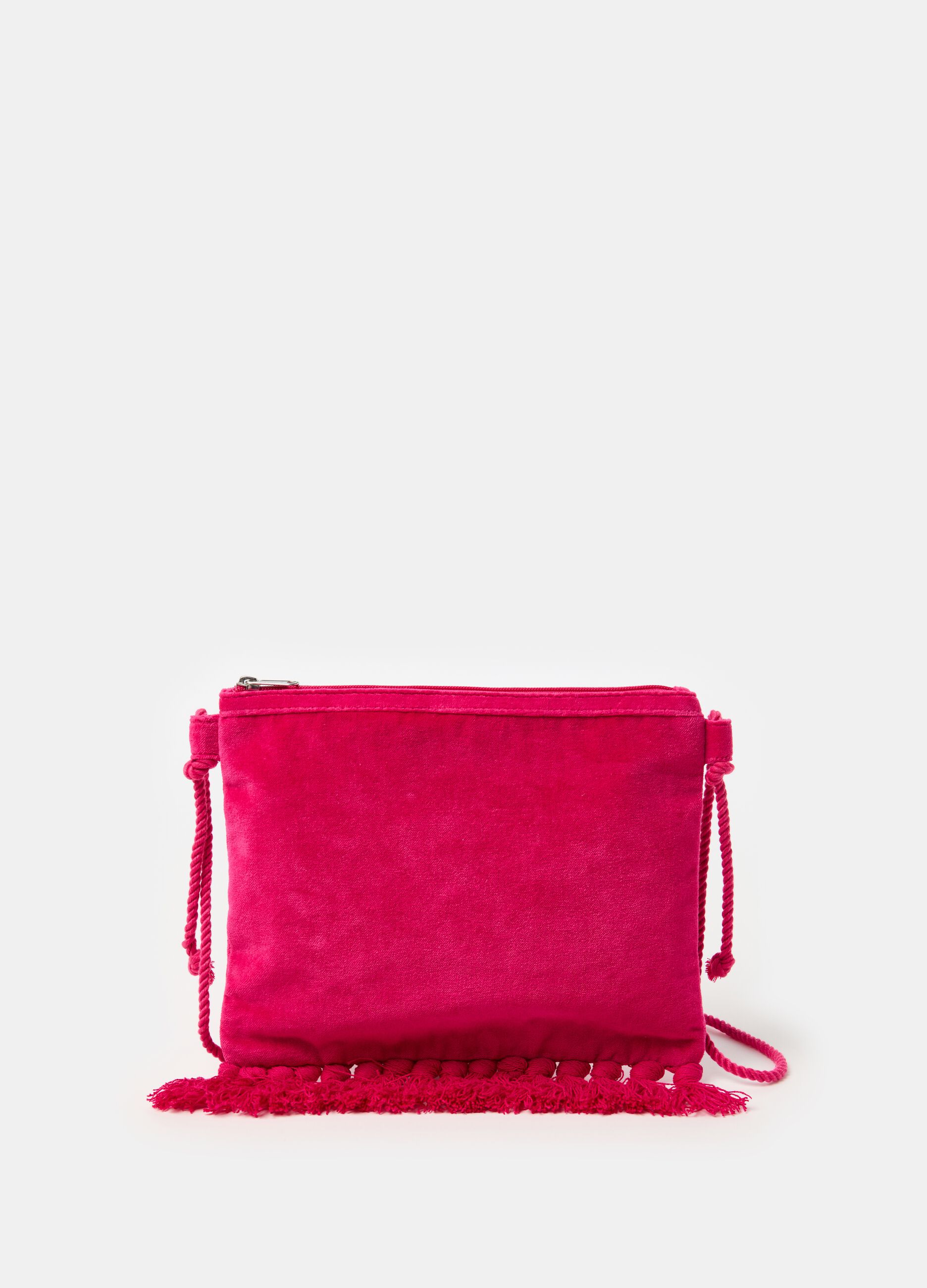 Velvet clutch bag with tassels_0