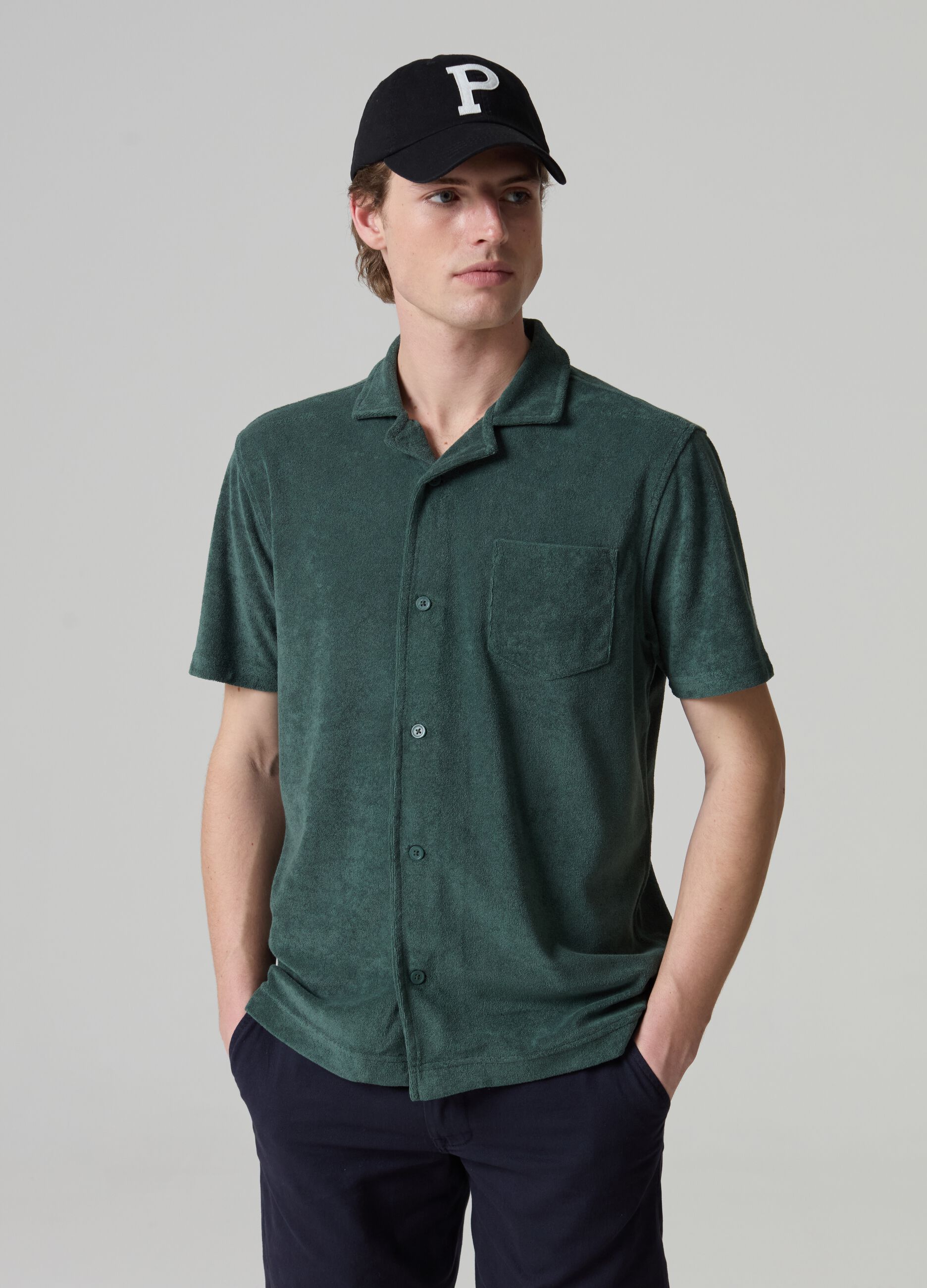 Reverse French terry polo shirt_0